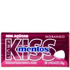 PASTILHA MENTOS KISS FRUIT MORANGO SEM ACUCAR 1X35GRS